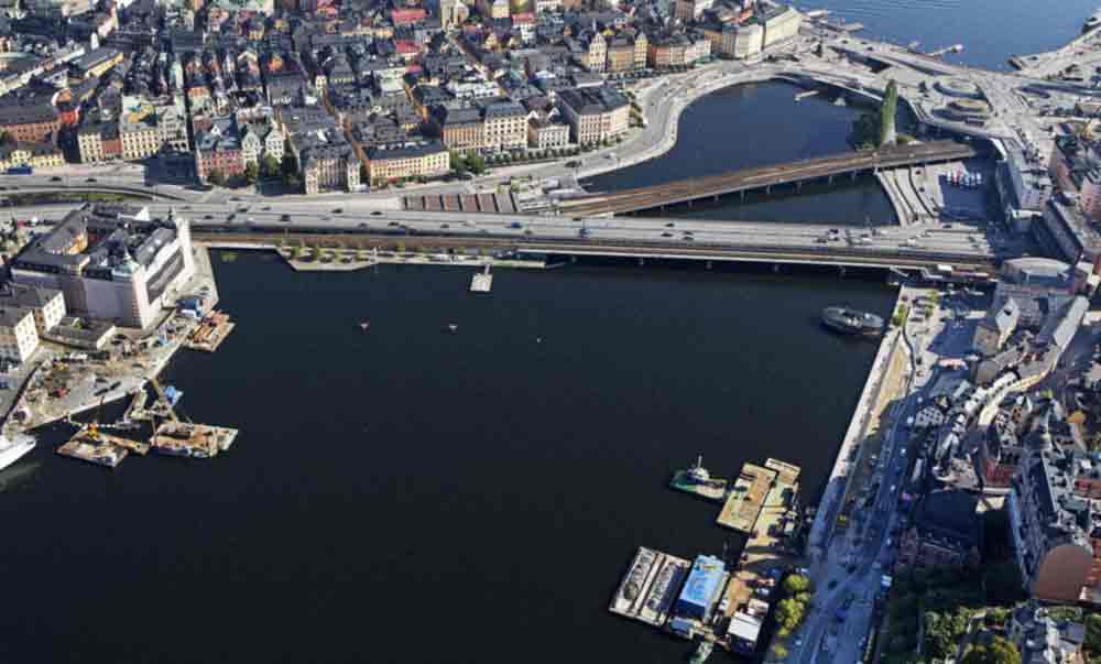 Broar över Söderström och Söder Mälarstrand, Getingmidjan (foto: Implenia)